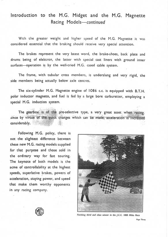 A Detailed Description of the J4 and J5 MG Midget Models and the K3 MG Magenette
