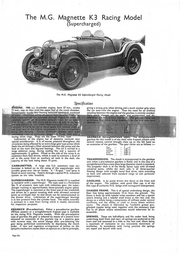 A Detailed Description of the J4 and J5 MG Midget Models and the K3 MG Magenette