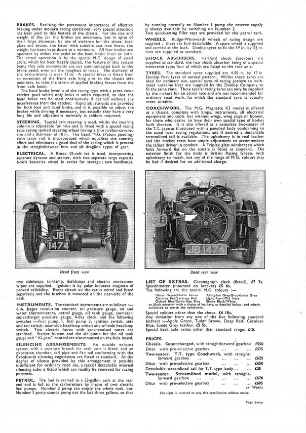 A Detailed Description of the J4 and J5 MG Midget Models and the K3 MG Magenette