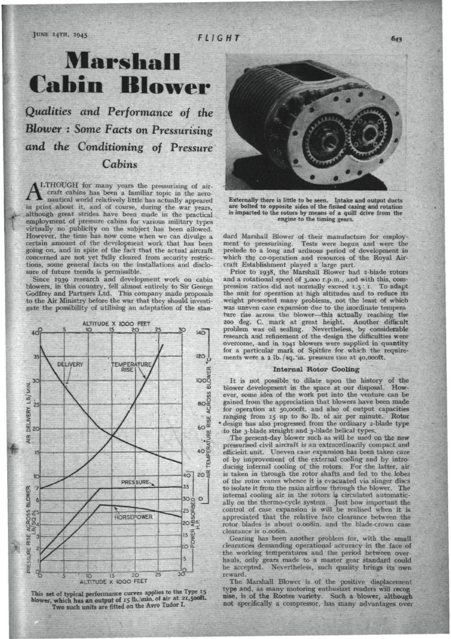 Marshall Cabin Blower Article from Flight Magazine 1945